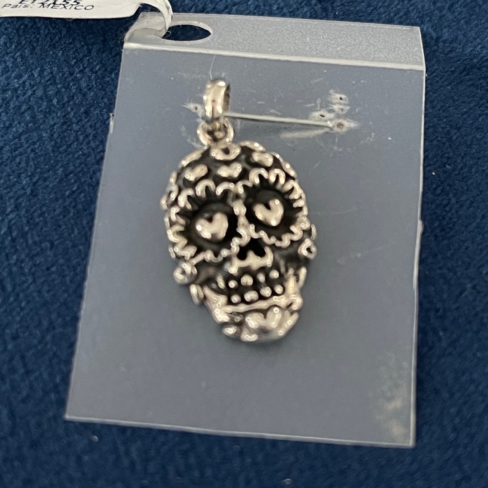 Sterling Silver Sugar Skull Charm - Brand New !